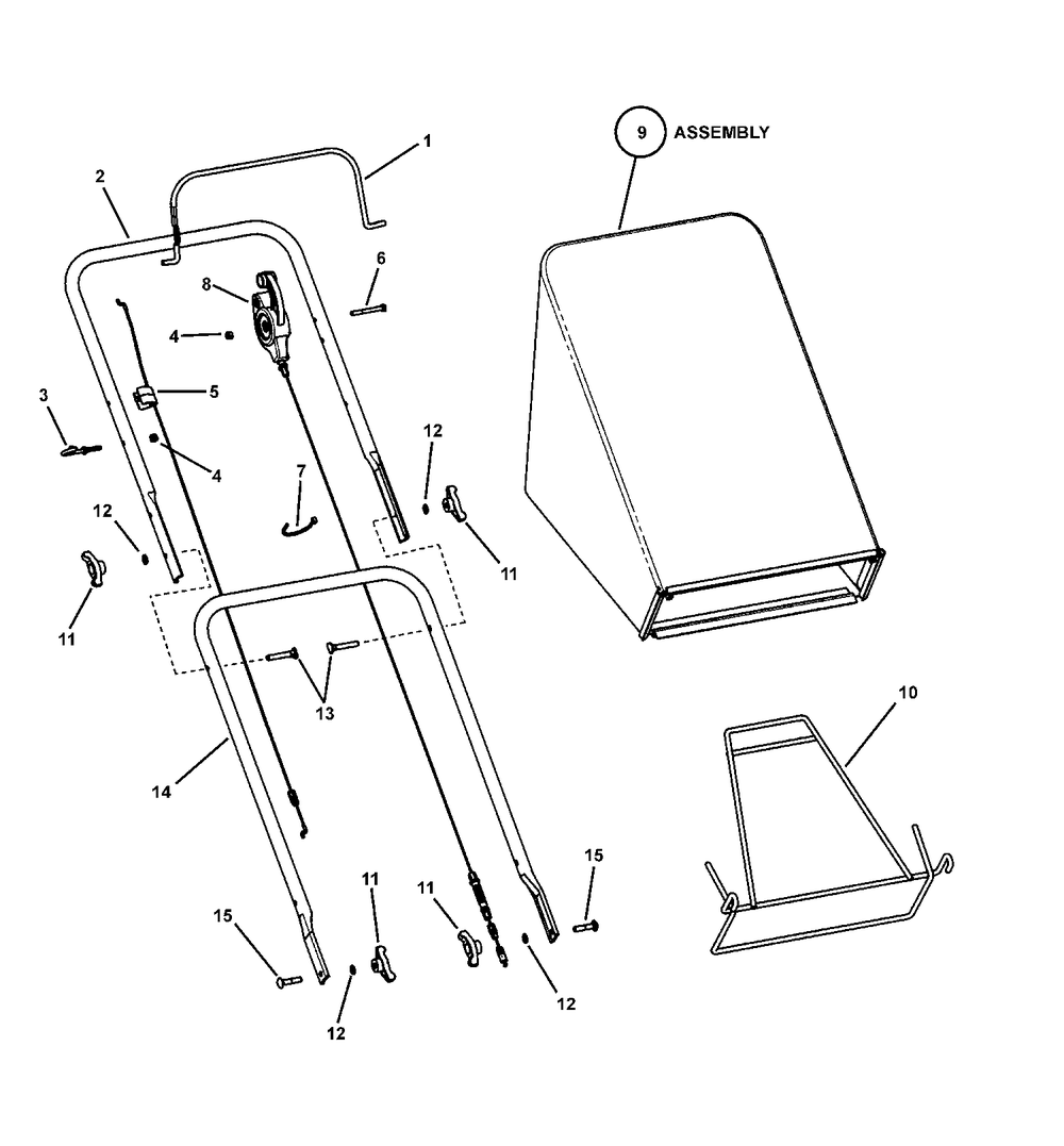 Handles And Controls - Self-Propelled Diagram and Parts List for 7800247-EMP2265 2008 Briggs and Stratton Lawn Mower